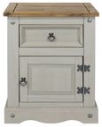 Corona Grey Mexican Pine 1 Door 1 Drawer Bedside Cabinet