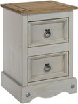 Corona Grey Mexican Pine 2 Drawer Petite Bedside Cabinet