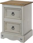Corona Grey Mexican Pine 2 Drawer Petite Bedside Cabinet
