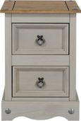 Corona Grey Mexican Pine 2 Drawer Petite Bedside Cabinet