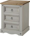 Corona Grey Mexican Pine 3 Drawer Bedside Cabinet