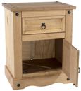Corona Pine Mexican 1 Door 1 Drawer Bedside Cabinet 