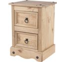 Corona Pine Mexican 2 Drawer Petite Bedside Cabinet