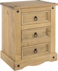 Corona Pine Mexican 3 Drawer Bedside Cabinet 