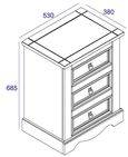 Corona Pine Mexican 3 Drawer Bedside Cabinet 