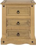 Corona Pine Mexican 3 Drawer Bedside Cabinet 