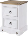 Corona White Mexican Pine 2 Drawer Petite Bedside Cabinet
