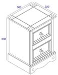 Corona White Mexican Pine 2 Drawer Petite Bedside Cabinet