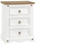 Corona White Mexican Pine 3 Drawer Bedside Cabinet