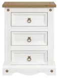 Corona White Mexican Pine 3 Drawer Bedside Cabinet