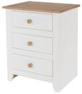 Capri White 3 Drawer Bedside Cabinet