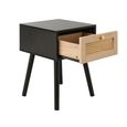 Croxley Bedside Table - 1 Drawer - Black and Rattan