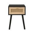 Croxley Bedside Table - 1 Drawer - Black and Rattan