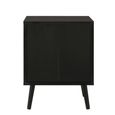 Croxley Bedside Cabinet - 2 Drawer - Black and Rattan