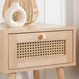 Croxley Bedside Table - 1 Drawer - Oak and Rattan