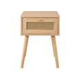 Croxley Bedside Table - 1 Drawer - Oak and Rattan