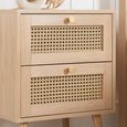 Croxley Bedside Cabinet - 2 Drawer - Oak and Rattan