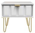 Cube White 1 Drawer Bedside Table with Gold Hairpin Legs