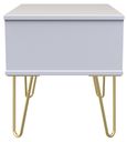 Cube White 1 Drawer Wide Bedside Table with Gold Hairpin Legs