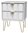 Cube White 2 Drawer Bedside Cabinet with Gold Hairpin Legs