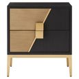 Davoli Bedside Cabinet - 2 Drawer - Black and Gold