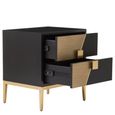 Davoli Bedside Cabinet - 2 Drawer - Black and Gold