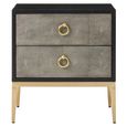 Deruta Bedside Cabinet - 2 Drawer - Grey Faux Shagreen