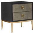 Deruta Bedside Cabinet - 2 Drawer - Grey Faux Shagreen