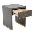 Deskey Bedside Table - 1 Drawer - Grey Faux Shagreen