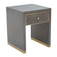 Deskey Bedside Table - 1 Drawer - Grey Faux Shagreen