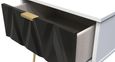 Diamond Black and White 1 Drawer Bedside Table with Gold Hairpin Legs