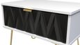 Diamond Black and White 1 Drawer Midi Bedside Table with Gold Hairpin Legs