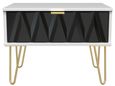 Diamond Black and White 1 Drawer Midi Bedside Table with Gold Hairpin Legs