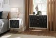 Diamond Black and White 2 Drawer Bedside Cabinet with Gold Hairpin Legs