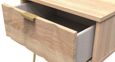 Diamond Oak Effect 1 Drawer Bedside Table with Gold Hairpin Legs