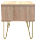 Diamond Oak Effect 1 Drawer Midi Bedside Table with Gold Hairpin Legs
