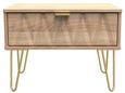 Diamond Oak Effect 1 Drawer Midi Bedside Table with Gold Hairpin Legs
