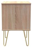 Diamond Oak Effect 2 Drawer Bedside Cabinet with Gold Hairpin Legs