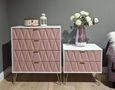 Diamond Pink and White 2 Drawer Midi Bedside Cabinet with Gold Hairpin Legs