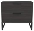 Diego Black 2 Drawer Bedside Cabinet