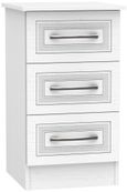 Dorset White 3 Drawer Bedside Cabinet