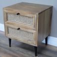 Bedside Cabinet - 2 Drawer - Acacia Wood and Rattan