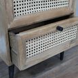 Bedside Cabinet - 2 Drawer - Acacia Wood and Rattan