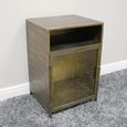 Bedside Cabinet - 1 Door - Brushed Metal and Glass