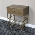 Bedside Cabinet - 1 Drawer - Brushed Metal and Glass