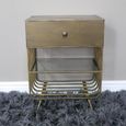 Bedside Cabinet - 1 Drawer - Brushed Metal and Glass