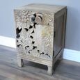 Bedside Cabinet - 1 Door - 1 Drawer - Carved Mango Wood