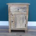 Bedside Cabinet - 1 Door - 1 Drawer - Carved Mango Wood