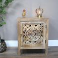 Bedside Cabinet - 1 Door - Carved Mango Wood