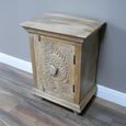 Bedside Cabinet - 1 Door - Carved Mango Wood - Narrow